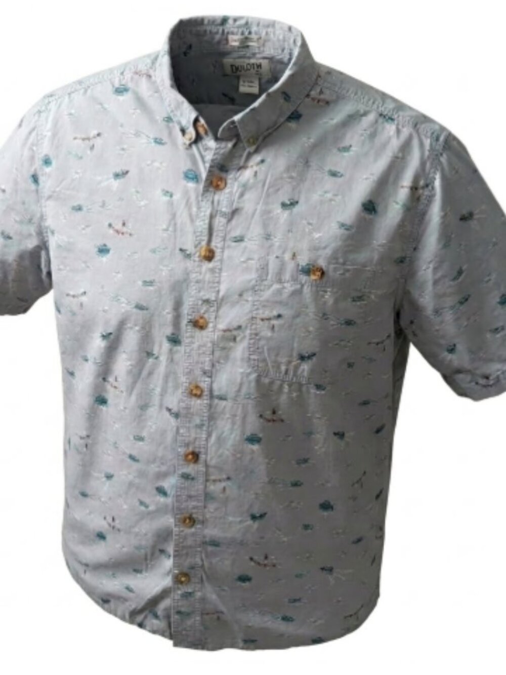 Duluth Trading Co Men's Untucked Relaxed Fit XL Tall Blue Boat Water Ski Print